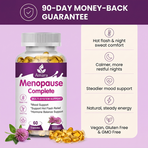 AMARA Menopause Complete I Plant Based Menopause Support for Hot Flashes, Night Sweats, Mood and Energy